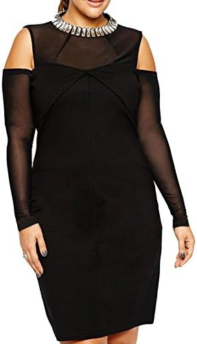 Stylebek Women's Sexy Studded Round Neck Hollow Out Above Knee Dress