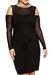 Sexy Round Neck Jacquard Sheer Lace Cutout Polyester/Spandex  Dress