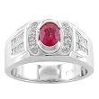 14K White Gold Man's Ruby and Diamond Ring