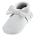 Sayoyo Baby White Bow Tassels Soft Sole Leather Infant Toddler Prewalker Shoes (3-6 Months, White)
