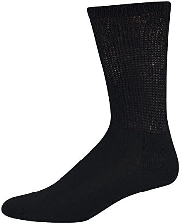 Sole Pleasers Men's Diabetic Socks Crew Black 3pairs
