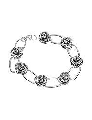 Sterling Silver Rose Bracelet 7.5"