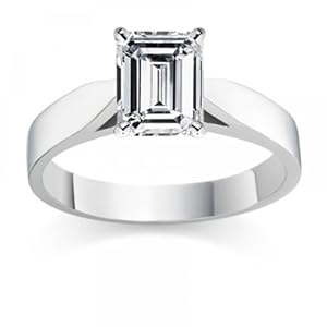 Diamond Manufacturers, Damen, Diamond Manufacturers, Damen, Verlobungsring mit 0.40 Karat F/IF feinem und zertifiziertem Smaragddiamant in Platin, Gr. 66