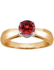 0.80 Ct Round Cognac Red SI1/SI2 Diamond 14K Yellow Gold Ring