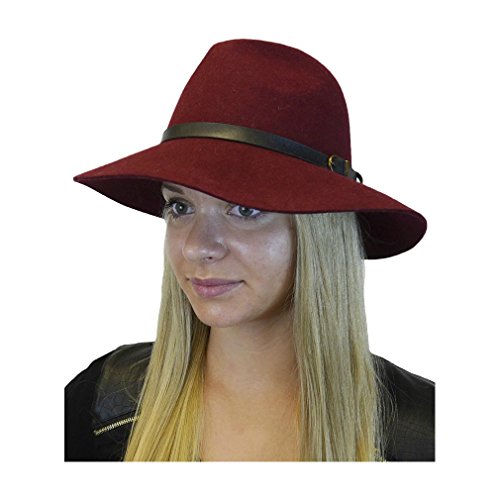 Women's Elegant Luxury Wool Felt Fedora Hat Belt Buckle Design