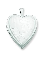 Sterling Silver 20mm Mother and Baby Heart Locket.