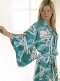 Ladies Polyester Kimono 'Temple Garden' - Jade