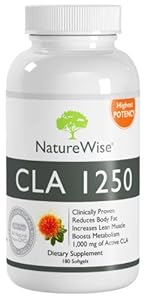 NatureWise High Potency CLA Supplement, 1250 mg, 180 Softgels