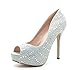 TOETOS CARINA-70 Women's Elegant Sexy Rhinestones High Heel Platform Peep Toe Party Pumps shoes Lady