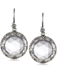Lauren Harper Collection Mirage Black Silver, Rose Cut Clear Quartz and Diamond Round Earrings