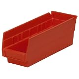 Akro-Mils 30120 12-Inch by 4-Inch by 4-Inch Plastic Nesting Shelf Bin Box, Red, Case of 24 by 