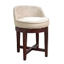 Elite Home Fashions Swivel Chair with Beige Faux-Suede Upholstery, Cherry
