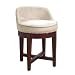 Elite Home Fashions Swivel Chair with Beige Faux-Suede Upholstery, Cherry