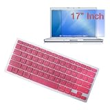 Premium Pink Soft Silicone Keyboard Skin Cover + 17 inch Clear screen Protector for Apple Macbook/PRO 17 inch Laptop