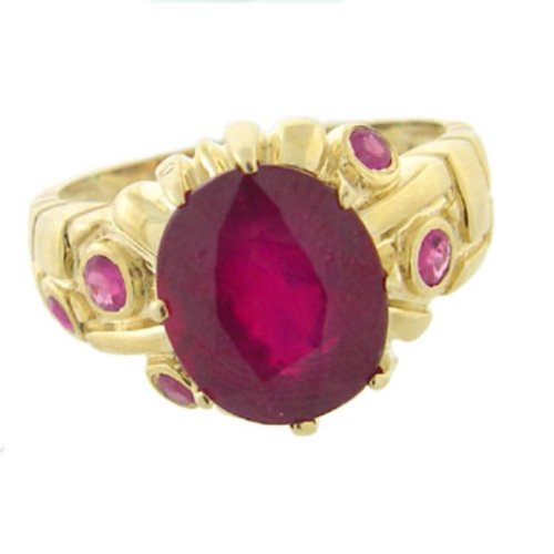 10k Yellow Gold Ruby Solid Ring Size 7.5