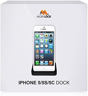 Black Desktop Docking Station / Dock for Apple iPhone 5 / 5S / 5C with lightning 8 Pin Compatible Port for Charging Sync and Data Transfer - by Mobi Lock®