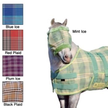 Kensington KPP Miniature Horse Fly Mask with Fleece, Plum Ice Plaid, Mini