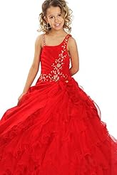 Girls Floor Length Lace Sleeveless Organza   Ball Gown Flower-Girl Dress/Pageant Dress 