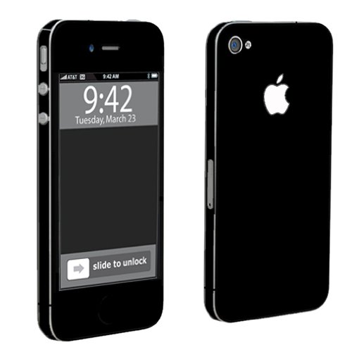 Apple iPhone 4 or 4s Full Body Vinyl Protection Decal Skin - Jet Black