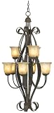 Hand-Hammered Iron Nine Light Foyer Chandelier