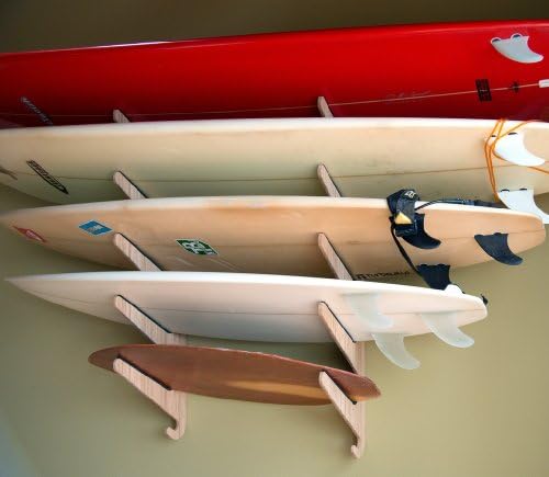 The Kaua'i Pro Carbonized - Display Wall Rack Holds 5 Snowboards/Surfboards