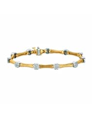 0.83 Carat Diamond Cluster Textured Bracelet 14K Yellow Gold