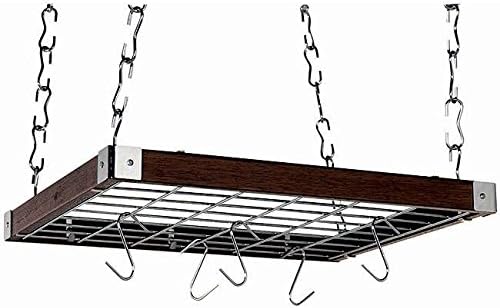 Square Espresso Wood Ceiling Rack inlcuding 1 Wood Frame with Chrome Grid