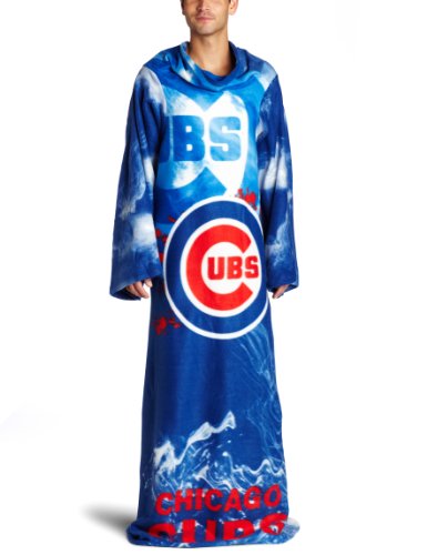MLB Chicago Cubs Adult Comfy Throw, Officially Licensed Blanket with Sleeves by Northwest 