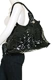 Sapa Faux Snake Skin Patent Leather Studded Décor Handbag Purse Black