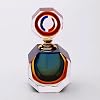 Hand Blown Blue Multicolor Sommerso Art Glass Perfume Bottle 5" tall
