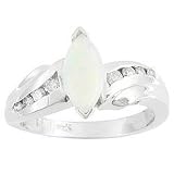 14K White Gold Opal and Diamond Ring
