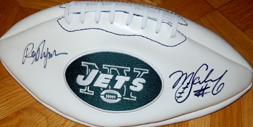 New York Jets Rex Ryan & Mark Sanchez Autographed / Signed Logo Football