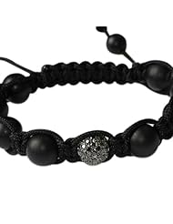 Sterling Silver Diamond Pave Beaded Macrame Bracelet Fashion Jewelry