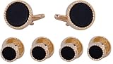 Black Onyx and Gold Plated Cufflink and Stud Set by Cuff-Daddy