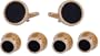 Black Onyx and Gold Plated Cufflink and Stud Set with Gift Box