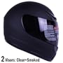Matte Black Full Face Motorcycle Helmet DOT +2 Visor (Large)