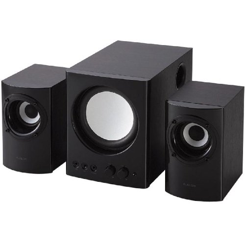 ELECOM 木のスピーカー 25W 2.1ch ブラック MS-131BK
