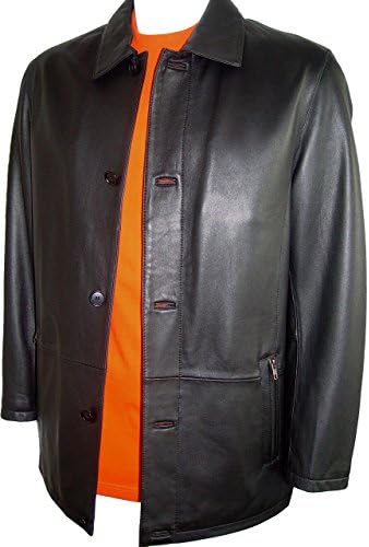 Johnnyblue Size XL Black Color Men 2006 Genuine Lamb Leather Long New Car Coat