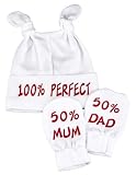 Spoilt Rotten - 100% Perfect Knot Hat & 50% Mum And 50% Dad Scratch Mits Baby Set
