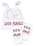 Spoilt Rotten - 100% Perfect Knot Hat & 50% Mum And 50% Dad Scratch Mits Baby Set