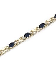 14kt Yellow Gold Oval Blue Sapphire and Diamond Bracelet