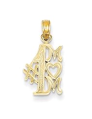 14K Yellow Gold #1 Mom Charm Pendant 20mmx11mm