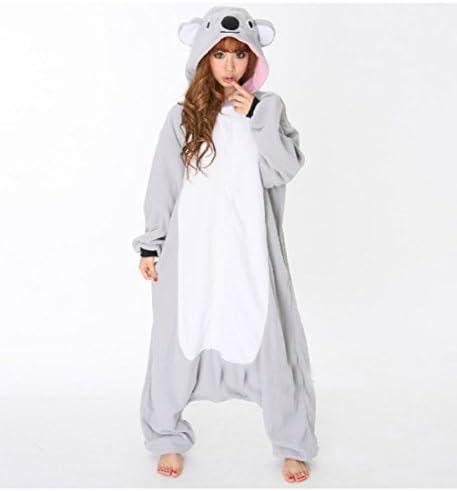 Adult Women's Lady Cartoon Fleece Grey koala (Size S)