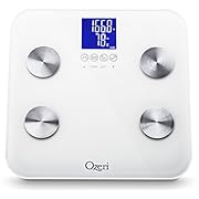 Ozeri Touch 440 lbs Total Body Bath Scale - Measures Weight Fat Muscle Bone & Hydration with Auto Recognition and Infant Tare Technology