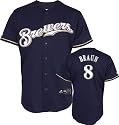 Ryan Braun Jersey: Adult 2009 Majestic Alternate Navy Replica #8 Milwaukee Brewers Jersey