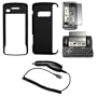 Black Rubberized Snap-On Cover Hard Case Cell Phone Protector + LCD Screen Protector + Rapid Car Charger for LG enV Touch VX11000
