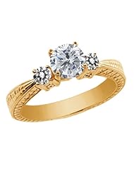 1.20 Ct Round H/I and White Diamond 14K Yellow Gold 3-Stone Ring
