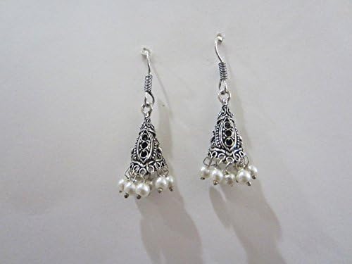 Indian Bollywood Oxidized Antique Dangle Vintage Style Earrings Jhumki