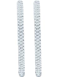 14KT White Gold 1.50 CTW Round Diamond Ladies Fashion Hoops Earrings