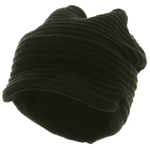 New Knitted Cuff Visor Hat - Black W27S26C